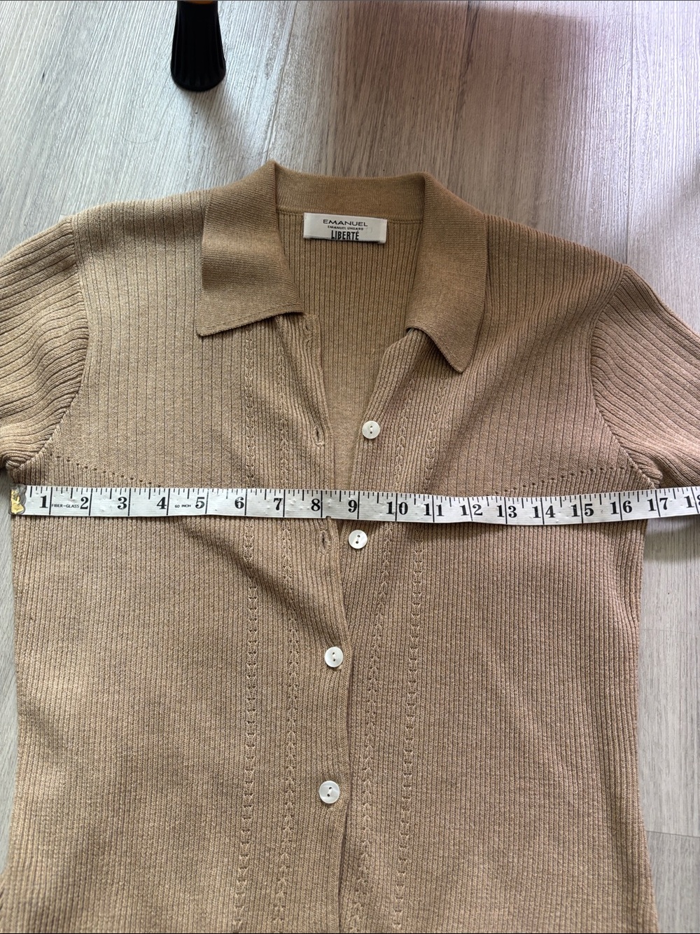 Emanuel Ungaro Short-Sleeve Button Down Polo in Camel - Picture 6 of 7